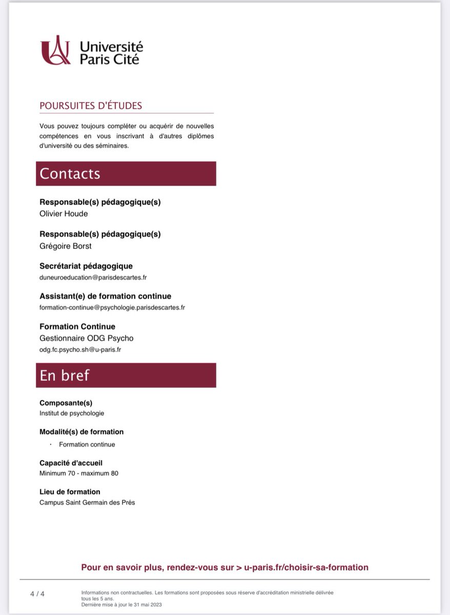 #DUneuroeducation 📣A ne pas manquer ! Les candidatures pour le Du Neuroéducation (parcours hybride) dirigé par G.Borst du <a href="/lapsyde/">LaPsyDÉ</a> et <a href="/univ_paris_cite/">Université Paris Cité</a> sont ouvertes jusqu’au 7/07/23. Excellente formation encadrée par une équipe bienveillante ! C’est ici⤵️
odf.u-paris.fr/fr/offre-de-fo…