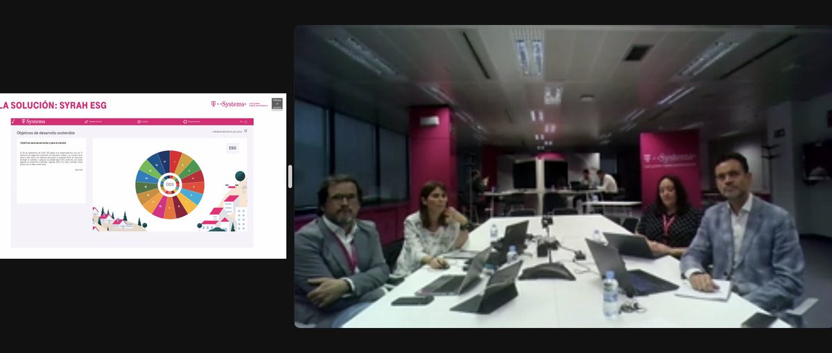 Corresponsables's tweet photo. Demostración de #SyrahEnterprise, una solución innovadora de @TSystems_Iberia para gestionar las políticas de #sostenibilidad en empresas e instituciones públicas, a cargo de Anna Escamilla, Responsable de Diseño de soluciones Smart Cities &amp; IoT en @TSystems_Iberia. 
#ESGSyrah https://t.co/8kKoMr4myI