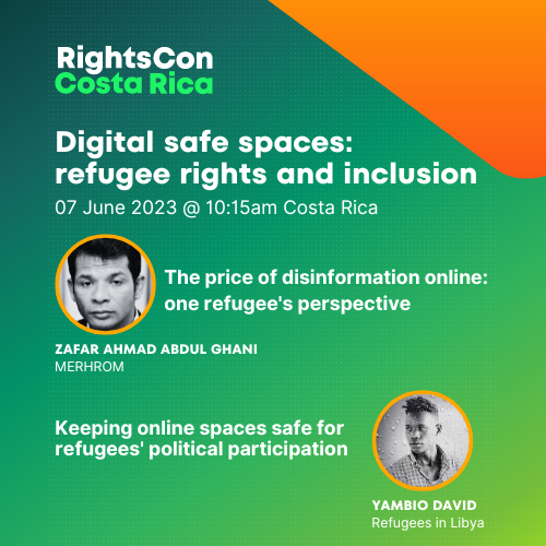 mirralliance's tweet photo. 📢 Attention #RightsCon participants! 🌐 Join us today at 10:15am Costa Rica time for an insightful session on 'Digital Safe Spaces: Refugee Rights and Inclusion.' 🗓️ Let's work together towards a more inclusive and secure digital world! 🤝✨ #RightsCon2023 #DigitalSafeSpaces https://t.co/LNflIu4zsR