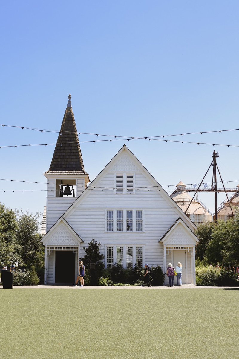 magnolia's tweet photo. A piece of Waco history, restored by @chipgaines and @joannagaines and brought to the Silos grounds as a space to pause and reflect. Thanks for this beautiful shot of the Old Church, Brooke. #VisitMagnolia https://t.co/mHqMV1WWq8