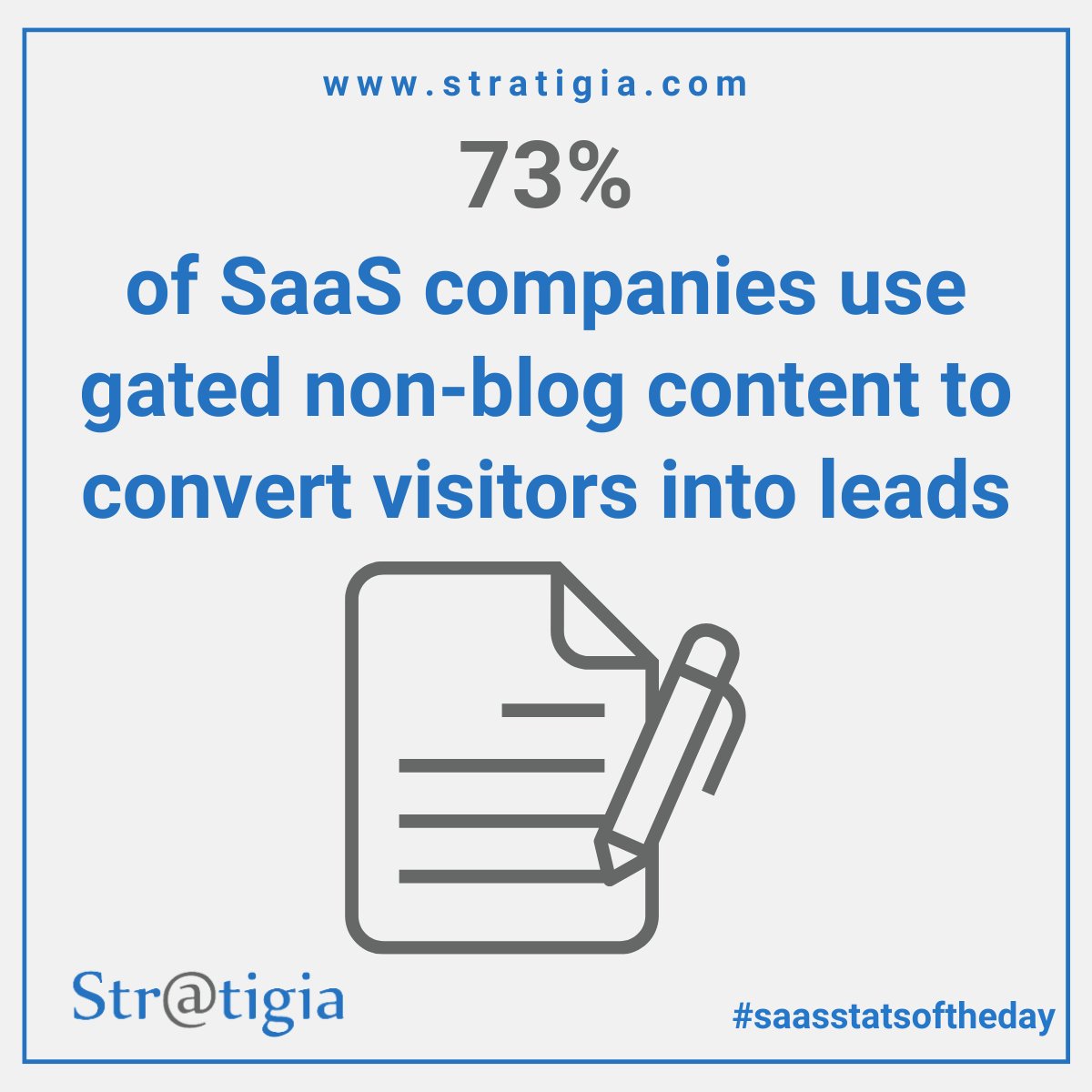Stratigia's tweet image. SaaS Blog Statistics of the Day.

”73% of SaaS companies use gated non-blog content to convert visitors into leads” 

#saasstatistics #saasmarketing #saastech #saasgrowth