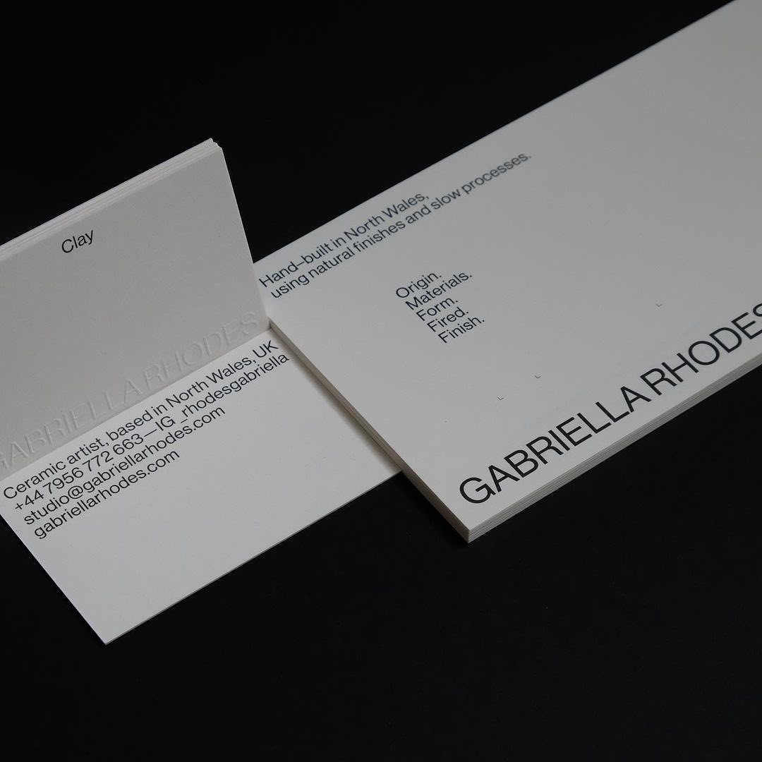 Neenah Environment PC100 Natural 270gsm duplexed stationery for Gabriella Rhodes, designed by House of Folk and produced by <a href="/windmillprint/">Windmill Printing</a>.