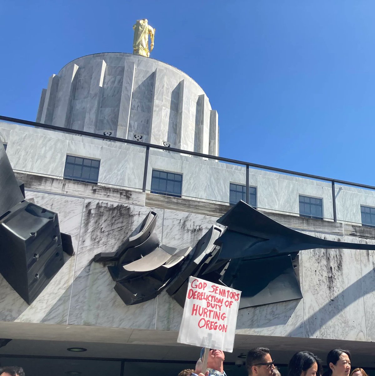 OregonJTA's tweet photo. Yesterday, progressives called on @ORSenateGOP to #StopTheSabotage and get back to work. Want to add your voice to the fray? Take action by signing your support to our Resilience Agenda: https://t.co/pMbESVL2r9 #ClimateJustice #ClimateAction #ORleg #ORpol #OregonCantWait https://t.co/2JgtyxZklp