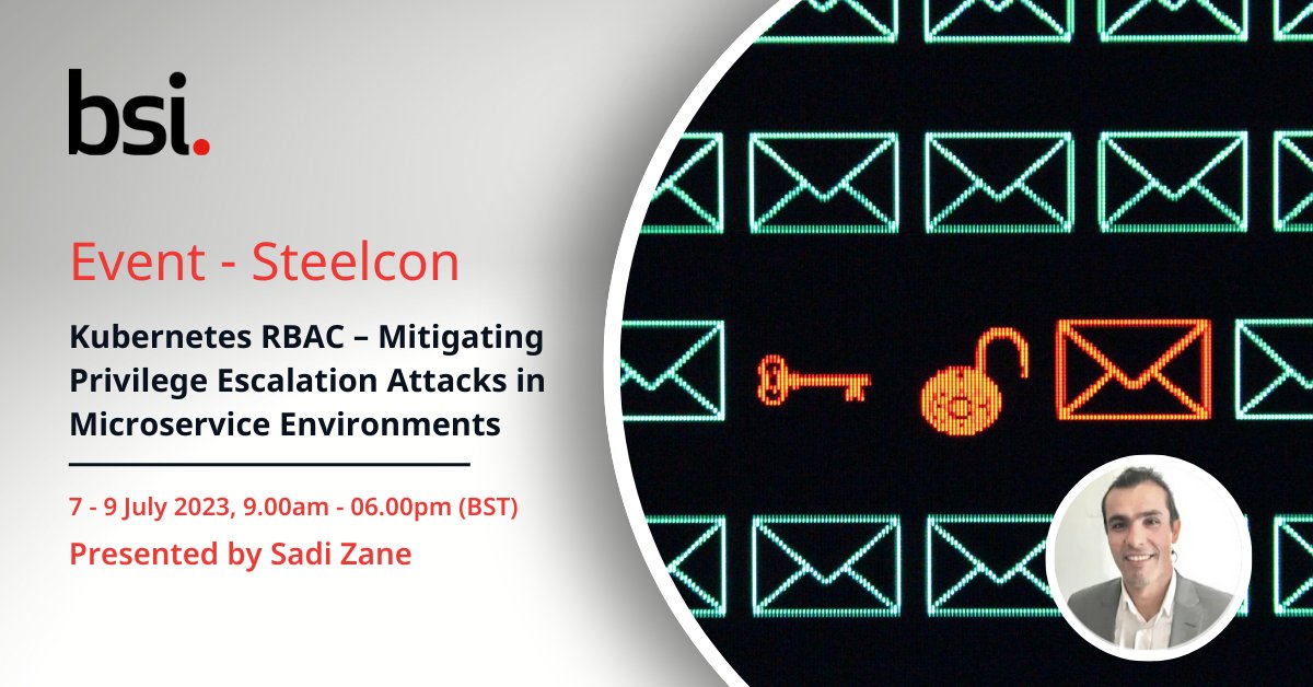 Exciting news! Sadi Zane, expert in Kubernetes RBAC, will be speaking at Steelcon on July 7-9, 2023. Learn how to mitigate privilege escalation attacks in microservice environments.

Sign up today! hubs.ly/Q01NF1PQ0 

 #Steelcon2023 #Kubernetes #RBAC #PrivilegeEscalation