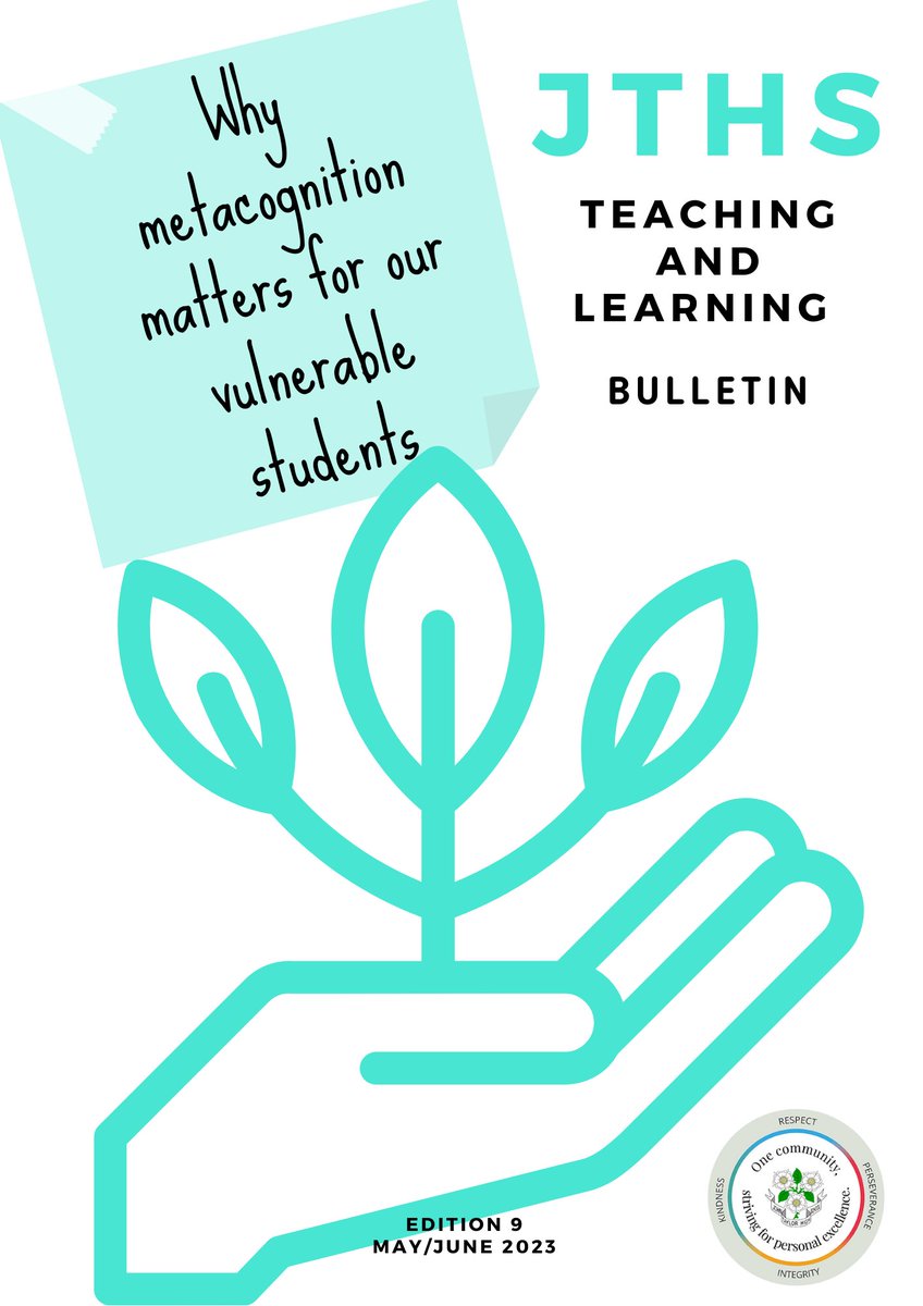 The latest edition of the JTHS T&amp;L Bulletin has been shared with our staff today.  In it, we explore how metacognition can support and benefit our vulnerable learners.  #metacognition #jths #teachingandlearning