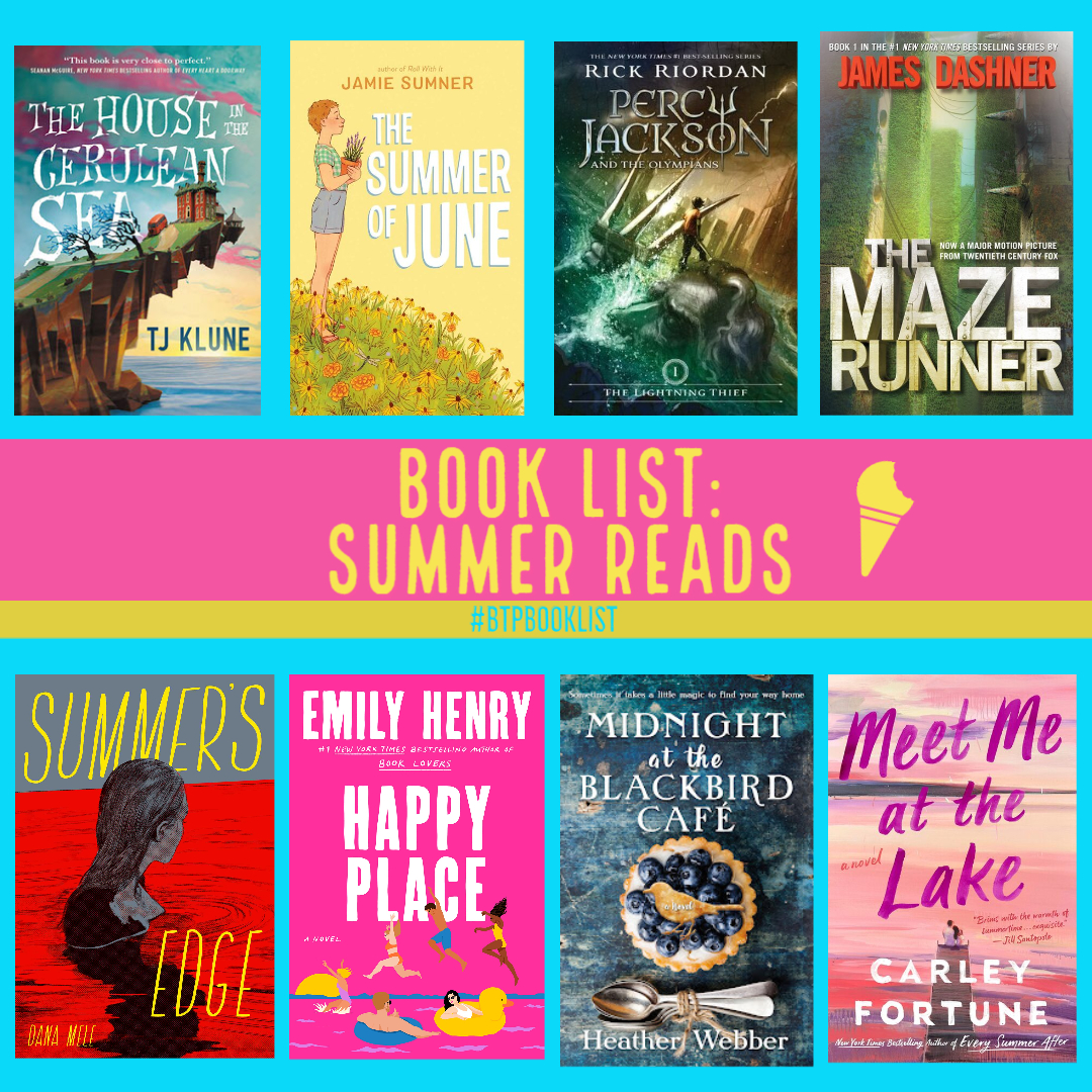 To welcome June, here is a list of all summer-y books to carry along with you wherever the wind takes you!

Author Tags: @jamiesumner_ @rickriordan @jamesdashner @BooksbyHeather @CarleyFortune

#summerreads #beachreads #vacationreads #btpbooklist #localauthor