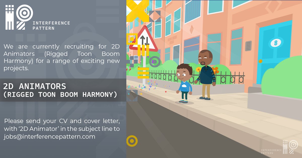 ⚠️ We're hiring! ⚠️ 

We are looking for animators experienced with 2D rigged animation in Toon Boom Harmony to join the team for an ongoing children's tv project!

Apply at - jobs@interferencepattern.com

#toonboomharmony #toonboom #2danimation #animation