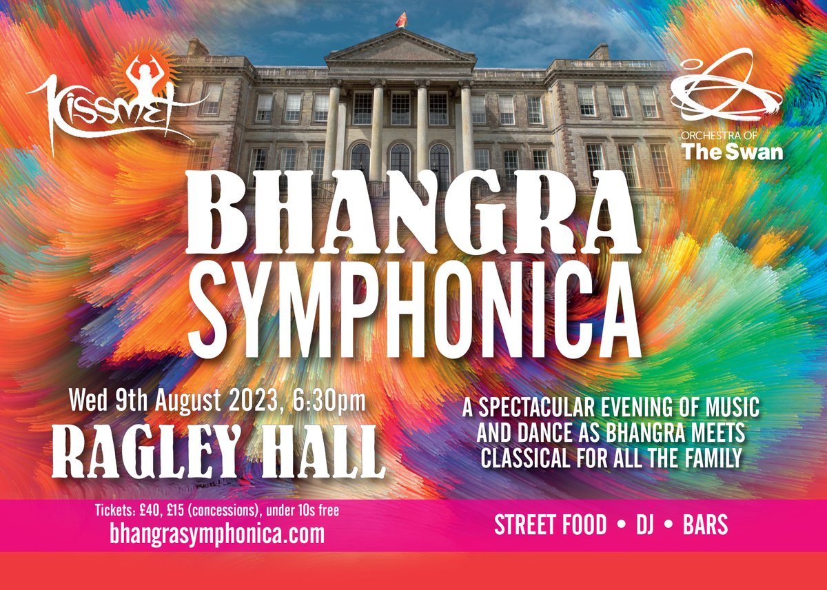 BhangraSymph's tweet photo. East meets West, Bhangra meets Classical at @RagleyHall this August with @kissmet and @Orchestra_Swan joining forces to form Bhangra Symphonica.

Early Bird 20% Discount - quote BEAT20 at the checkout.

https://t.co/DdCg4RUNYj

#bhangrarock
#bhangrafusion
#classicalcrossover https://t.co/Cx3IZVP6ig