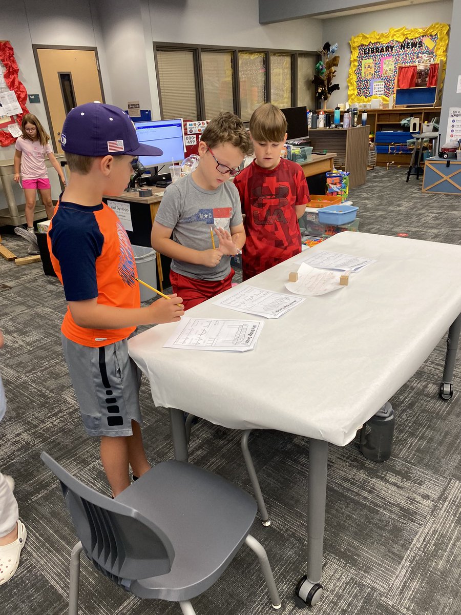 MrsHancockIES's tweet photo. Day three of @Independence_ES STEAM camp. These ss are following the design process to build a bridge that can withstand the most weight. We LOVE seeing their creative, functional designs! @KellerISD_CTE @KellerISD @set4thandshine #celebrateKISD #STEMeducation https://t.co/eaNNnYOe0W