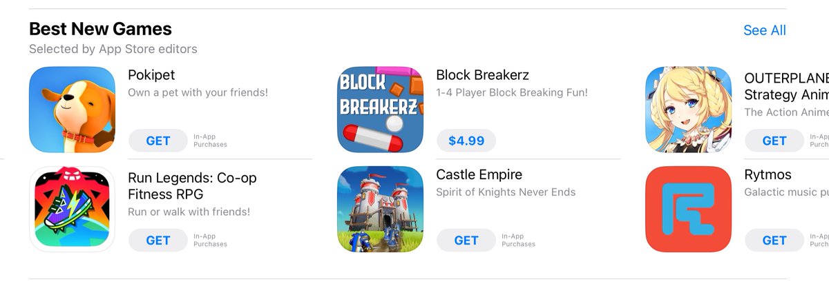 We're excited to see Block Breakerz featured by Apple as a 'Best New Game' for iPad this week! 

Thank you App Store Editors!
apps.apple.com/en/app/block-b…