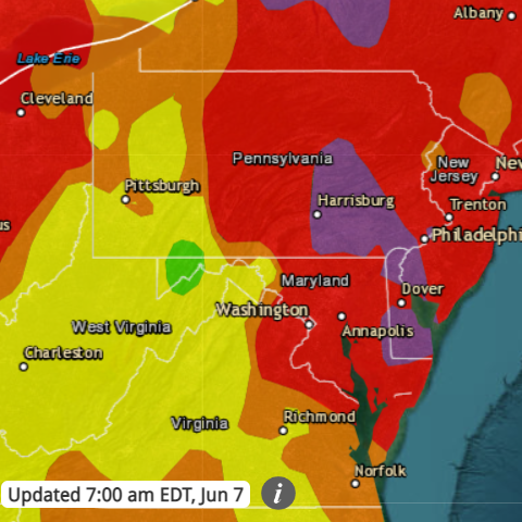 UDExtension's tweet photo. @DelawareDNREC has issued a #CodeRedAirQuality Action Day for today and most likely for tomorrow. 🔴 Please limit outdoor activities wherever possible the next few days. 

Visit DNREC’s Air Quality Forecast page for more information: https://t.co/l6BG6xgyOv. https://t.co/p0ehtoD7hk