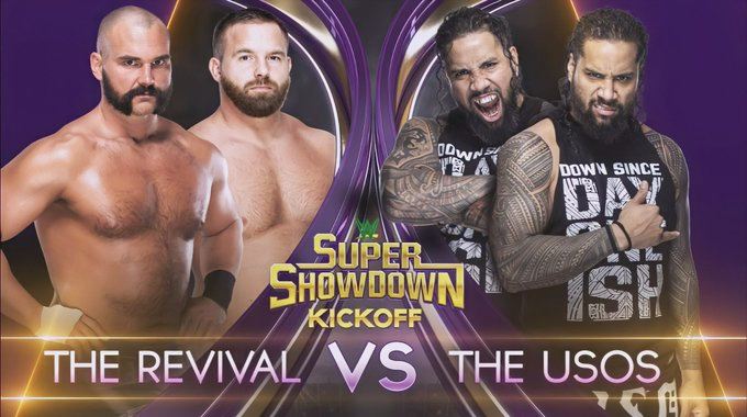 6/7/2019

The Usos defeated The Revival at Super ShowDown from the King Abdullah International Stadium in Jeddah, Saudi Arabia.

#WWE #SuperShowDown #TheUsos #JeyUso #JimmyUso #TheRevival #FTR #DashWilder #CashWheeler #ScottDawson https://t.co/KF8Rgt4VfI