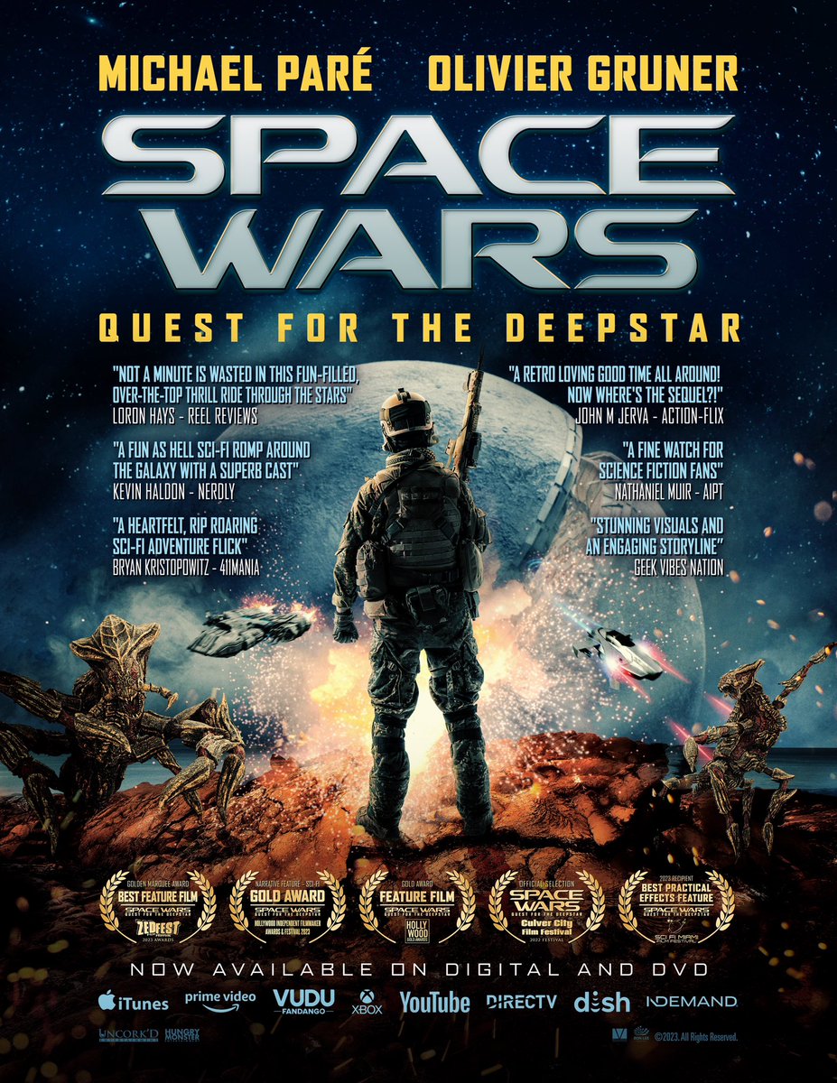 Have you seen SPACE WARS yet? We are now available on most streaming platforms and DVD! 🤗❤️👩‍🚀🚀🚀 #spacewars #spacecowboys #michaelpare #scifi #film #feature #outnow