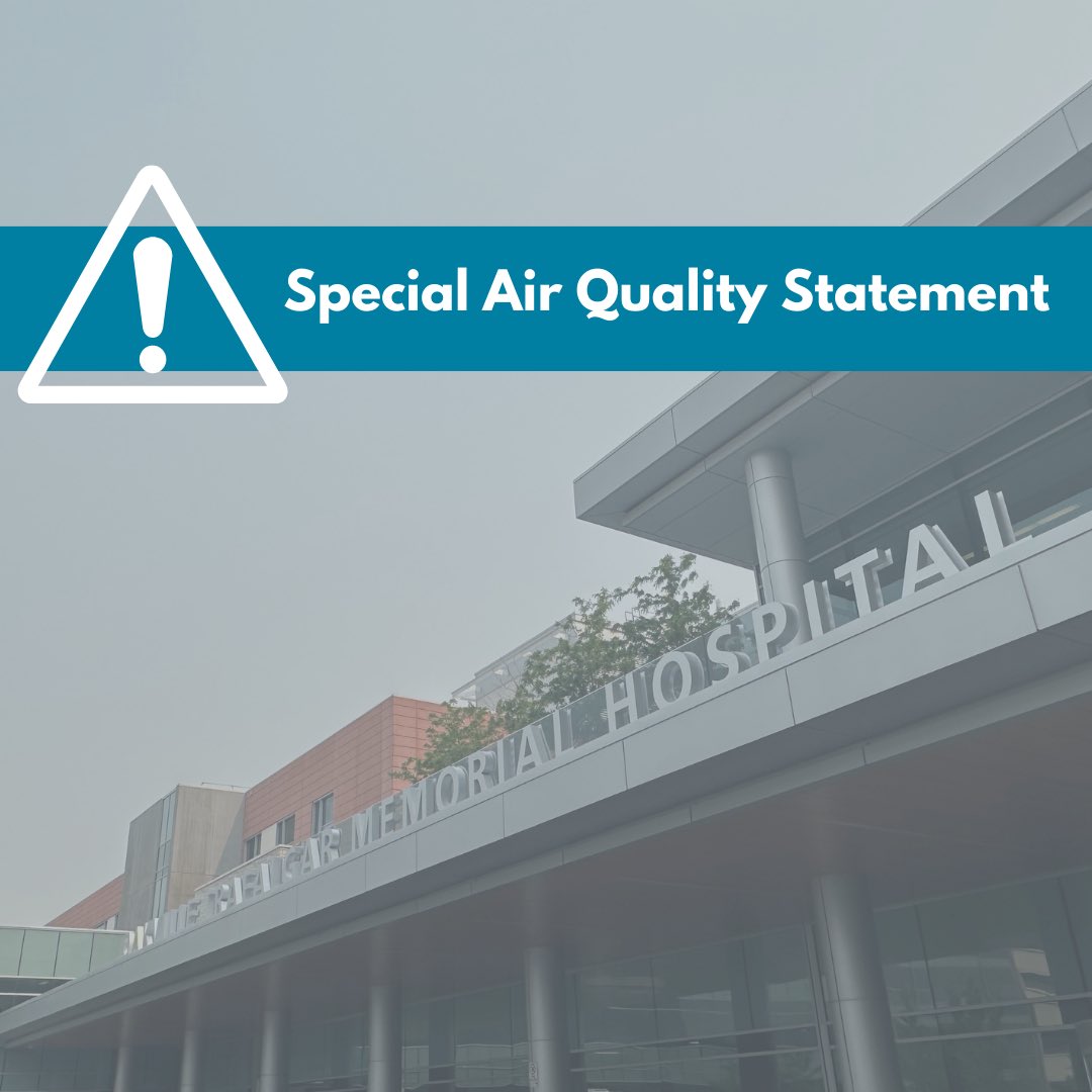 Due to the impact of wildfire smoke, a Special Air Quality Statement has been issued for Halton and Halton Hills. Our Respiratory Therapy team has shared some tips to help keep you safe and healthy.
⠀
Read here: instagram.com/p/CtMYp9MOJGt/…