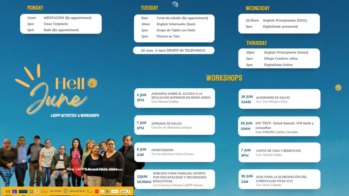 Latin American Disabled People's Project is inviting all the community to our activities and workshops in June!