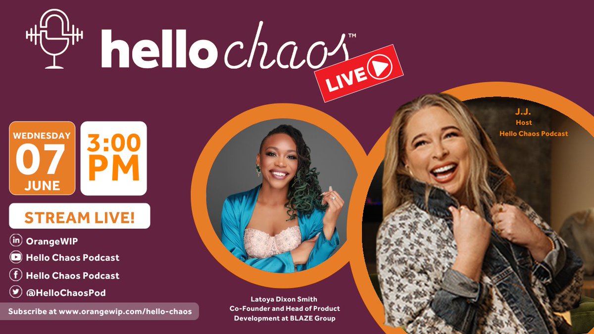 orangewipgvl's tweet photo. We are having Latoya Dixon Smith, Co-Founder and Head of Product Development at BLAZE Group, as our Podcast guest today!🥳 So, STAY TUNED!
You can watch today's episode on YouTube, Spotify, Apple Podcast, and all other podcast platforms.
#OWIP #OrangeWip #HelloChaos #Podcast https://t.co/1QTX2sxEly