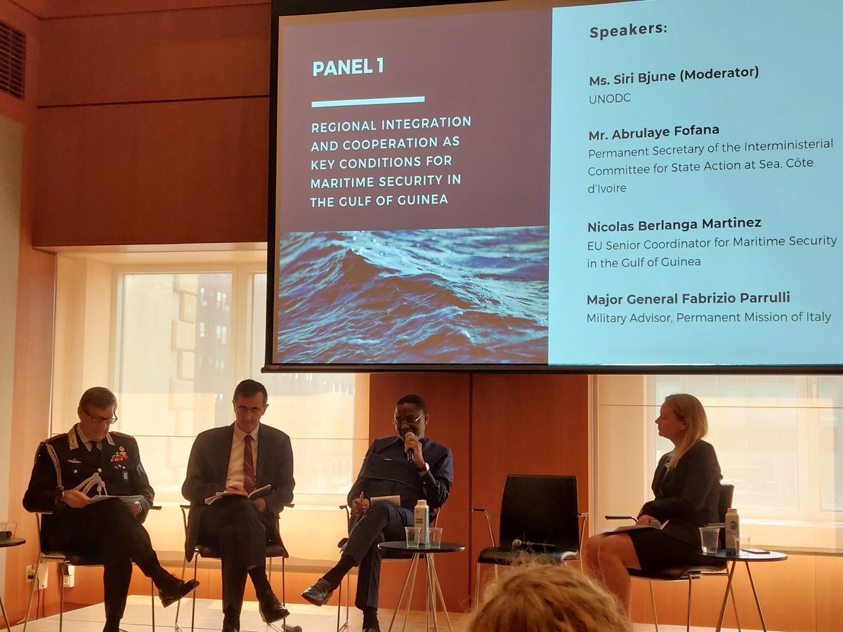 ItalyUN_NY's tweet photo. At today's HL event on Maritime Security in the Gulf of Guinea 🇮🇹cohosted with 🇪🇺🇨🇮🇩🇪🇬🇭🇳🇬🇳🇴, Italy represented by Major General Fabrizio Parrulli confirmed its commitment to countering illegal activities in partnership with costal states and enable sustainable development. https://t.co/wA95Rbv2gO