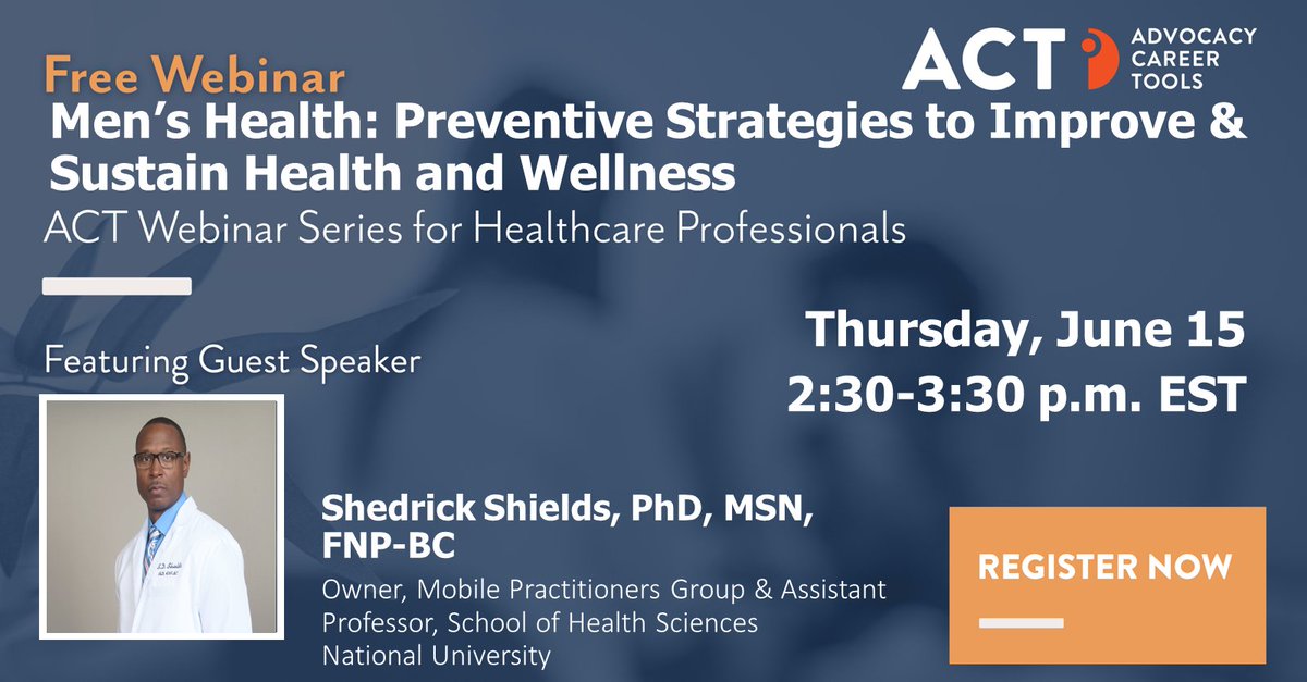 Join us next week for an educational webinar with Shedrick Shields, Ph.D., MSN, FNP-BC, where he'll share vital preventive strategies for men's health and answer questions from attendees during a Q&amp;A session. Register: stella-ai.zoom.us/webinar/regist…