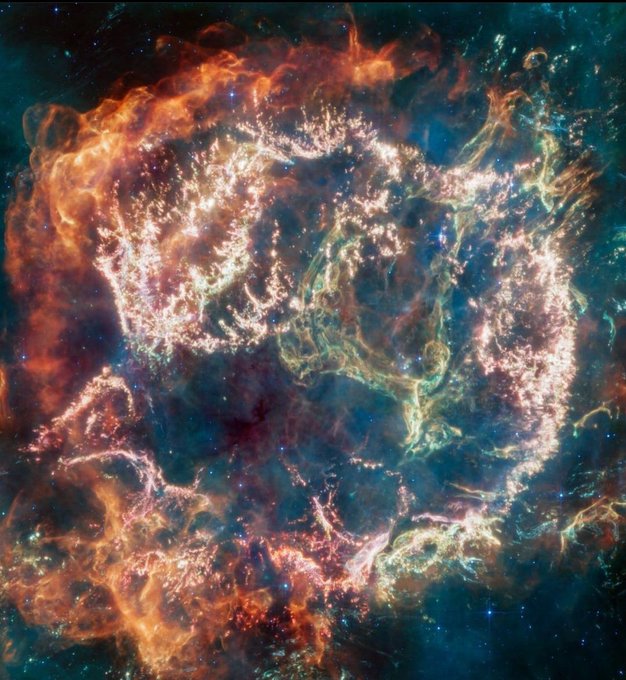 Brilliant Cassiopeia A by <a href="/NASAWebb/">NASA Webb Telescope</a>. 🥹