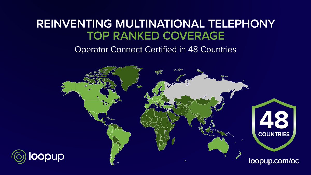 We are proud to announce that LoopUp now ranks top for coverage being operator connect certified in 48 countries. Start your journey to MS Teams telephony. Contact LoopUp today. #microsoftteams #microsoftteamstelephony #teams #webinar #operatorconnect #global #technology #tech