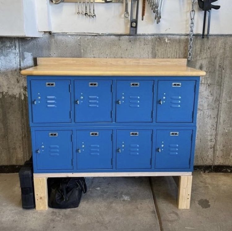 JorgensonLocker's tweet image. Could your garage use a little help? Jeff used some of our wall-mount storage lockers and a maple locker room bench top to create this awesome workbench. Such a great way to store tools and get your garage organized! #garagestorage #toolstorage #lockersinthehome