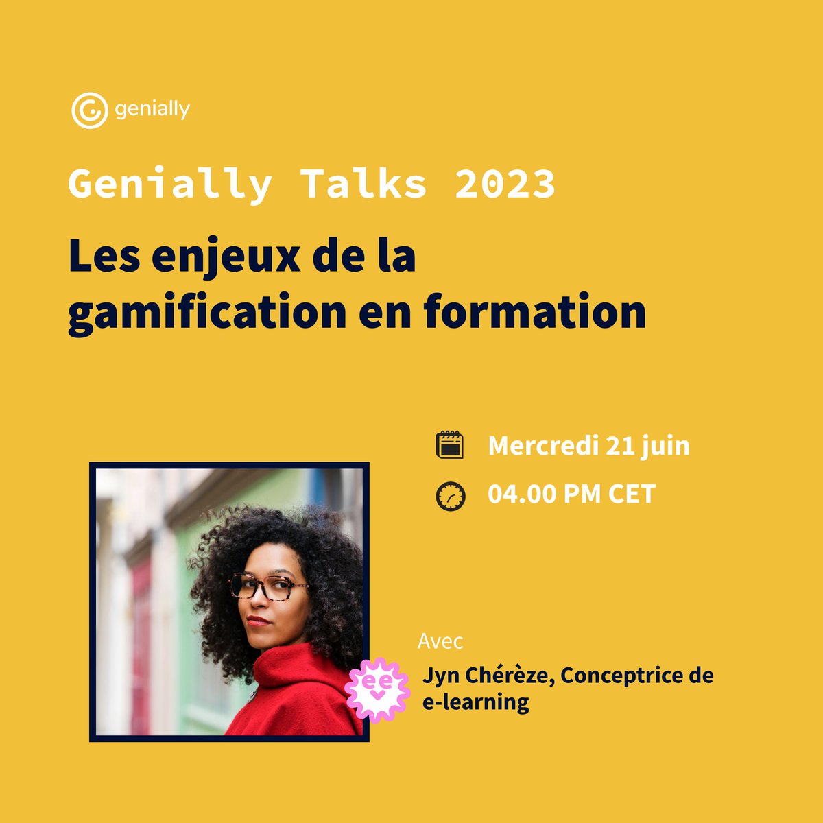 genially_fr's tweet photo. Nos nouveaux webinaires arrivent !  

Nous vous invitons aux  #GeniallyTalks, une série de discussions et d’ateliers sur la gamification, l’engagement, l’apprentissage interactif. Pour vous inscrire, cliquez ici : https://t.co/gL0UqwNiL2 https://t.co/GQnCNLUSZu