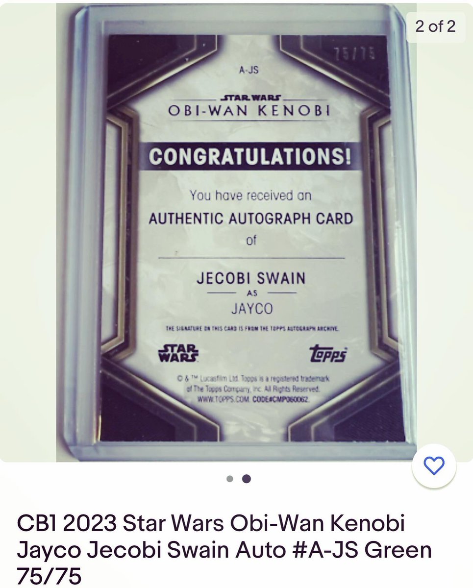 JecobiSwain's tweet photo. So very excited to share with y’all, that I am officially a @starwars Topps Trading card and my card is available on @ebay and everywhere @topps trading cards are sold‼️🤯🤩 🎴🔥✨How cool 😎 is this? 🔥🔥🔥🔥 #starwars #topps #tradingcards #jayco #jecobiswain #obiwankenobi #ebay https://t.co/26vTGccLaB