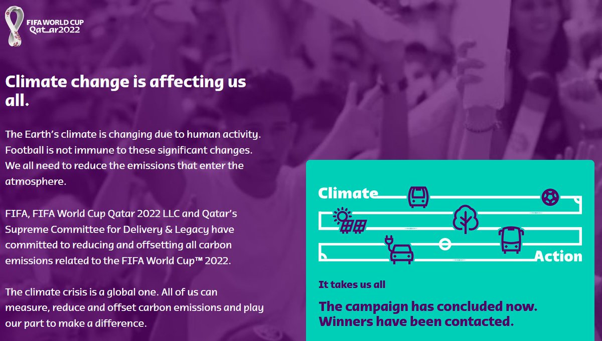 Il Mondiale 'carbon neutral' che non lo era: la Swiss Fairness Commission ha segnalato che le comunicazione della FIFA in merito alla sostenibilità ambientale di #Qatar2022 erano in realtà totalmente ingannevoli.

👇