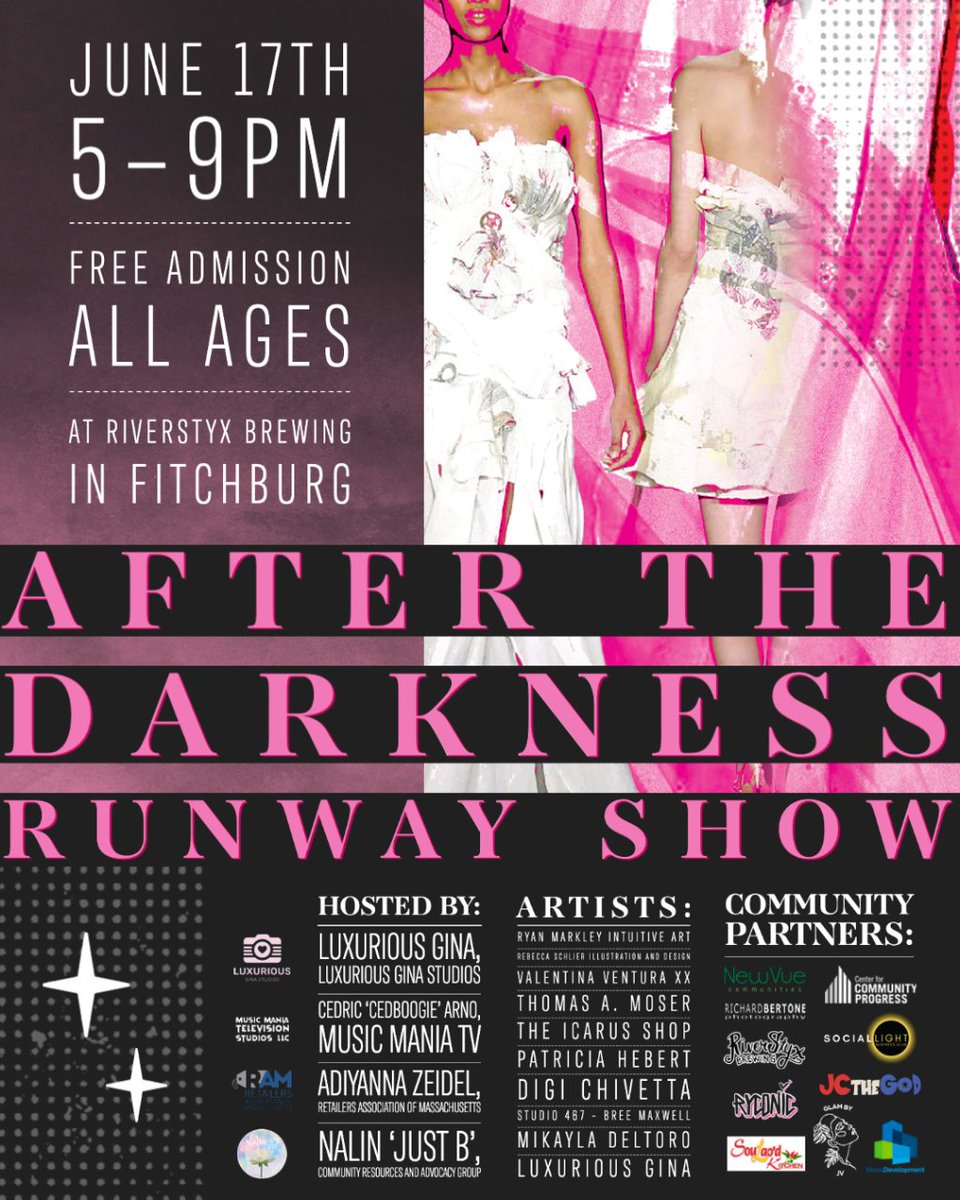🌟 After the Darkness Runway Show, where fashion meets creativity and community spirit! Dress to impress and get ready for an unforgettable evening. 📍 Save the date and mark your calendars: The After the Darkness Runway Show will be at River Styx Brewing on June 17th from 5–9pm.