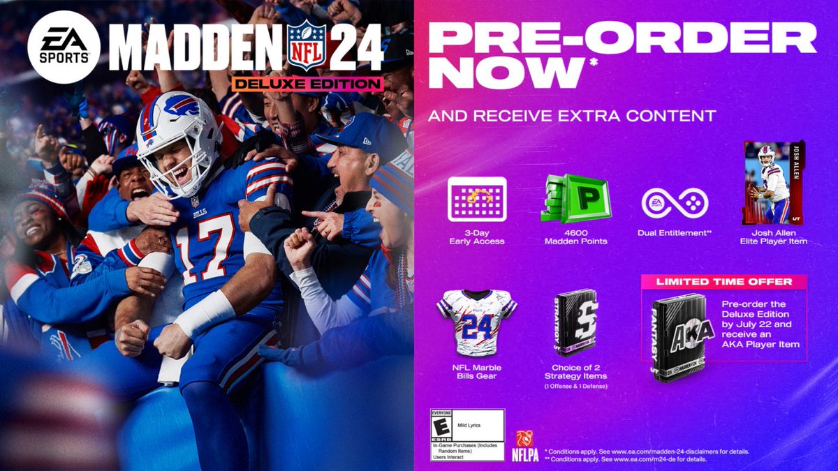 Pre-Order details for #Madden24 🎮

Standard vs. Deluxe
👇