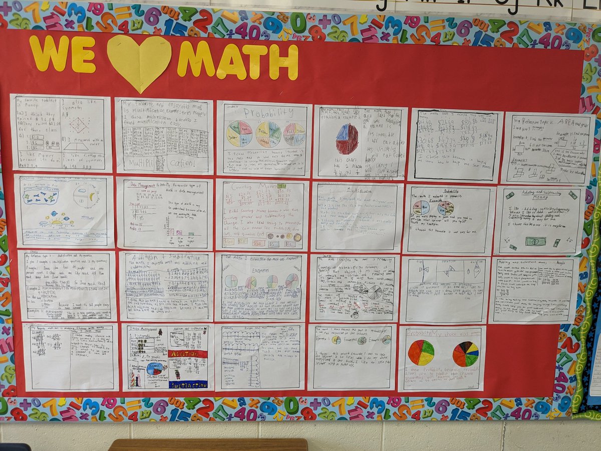 LindaB75's tweet photo. Grade 4 math reflections. Students were asked to reflection on their favourite math strand of learning this year. Reading "the fact that I can learn and have fun is the best" made my heart smile❤️ @TDSB_DavidLewis https://t.co/uCwbS2G8Hw