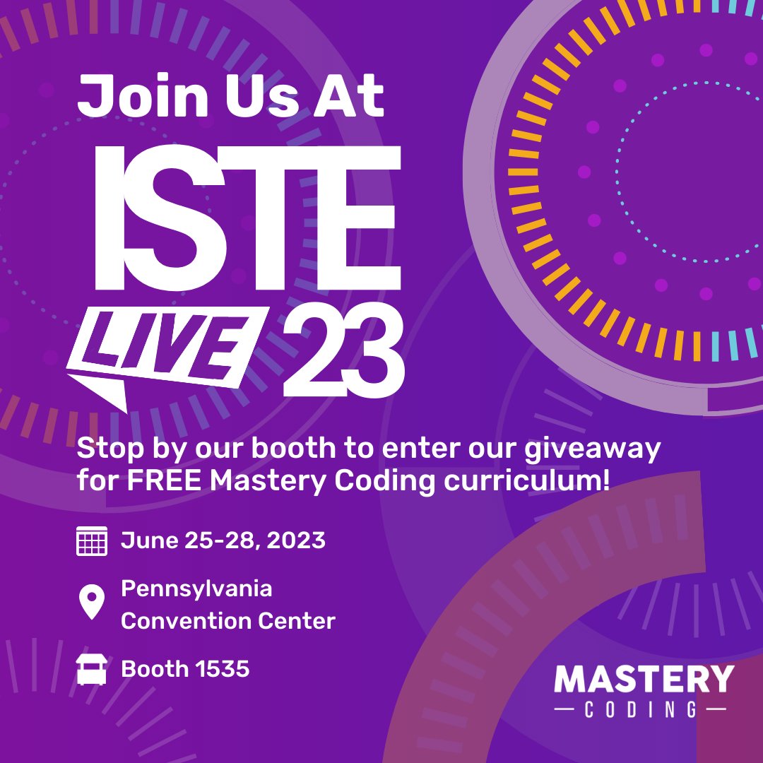 DocKatniss's tweet photo. Join us at #ISTELive 2023! Stop by our booth to enter our giveaway for a chance to win FREE Mastery Coding curriculum, we're excited to see you there! #isteconference #educationconference #codingcurriculum https://t.co/EoNZHQOgyE

via @masterycoding
