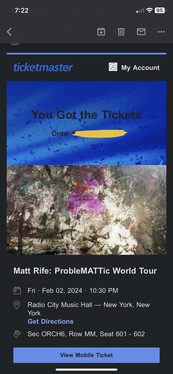 allisonbbb29712's tweet photo. I have two tickets to Matt Rife for 2/2/24 in New York City at radio city! 
Bought for the wrong date! Message me!!! Pics to prove it!
@mattrife #mattrife https://t.co/16kR2H977N