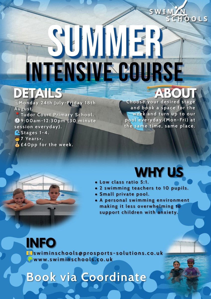 Miss Gullen (@gullenprosports) on Twitter photo 📣Introducing The Summer Intensive Course📣
A personal swimming environment making it less overwhelming for children when learning to swim🌊
Book here➡️ prosportssolutions.coordinate.cloud/project/44006
Any questions or queries please email swiminschools@prosports-solutions.co.uk📩 📣Introducing The Summer Intensive Course📣
A personal swimming environment making it less overwhelming for children when learning to swim🌊
Book here➡️ prosportssolutions.coordinate.cloud/project/44006
Any questions or queries please email swiminschools@prosports-solutions.co.uk📩