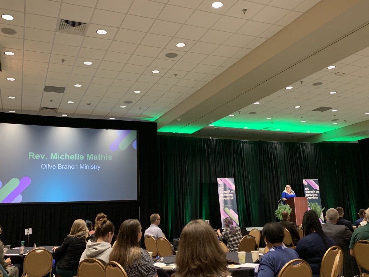 AlyssaKitlas's tweet photo. “#NorthCarolina is first in so much…why are we so far behind in housing first, getting people shelter without conditions around substance use.” What an inspiring plenary this morning by @olivebranchgal Michelle Mathis at NC’s Summit on Reducing Overdose. #NCSORO #endoverdose https://t.co/s2rFi0d6wn