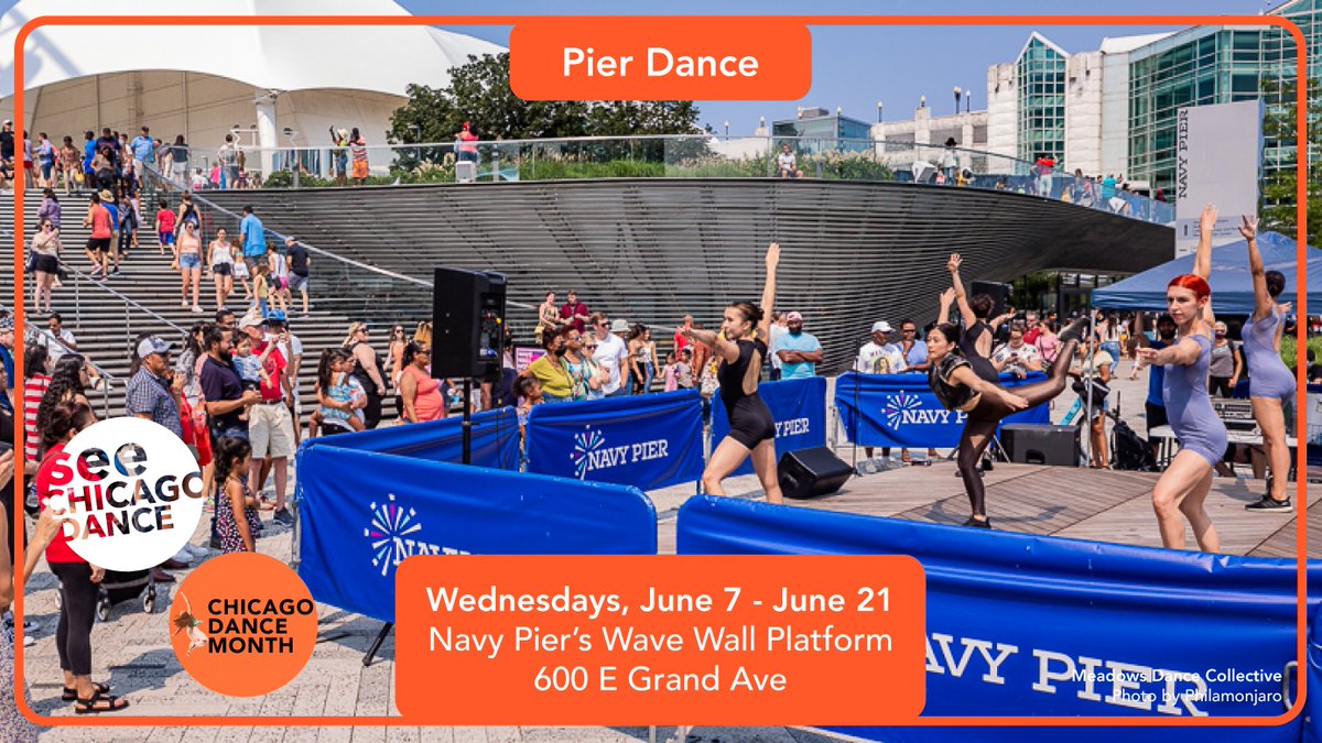 SeeChicagoDance's tweet photo. TONIGHT!  Join us at @NavyPier for the first 2023 #chicagodancemonth Pier Dance with Latin Street Dancing!

The lesson starts at 6 pm at the Wave Wall Platform.  Come get your #latindance on! https://t.co/lvpdGBwPCT