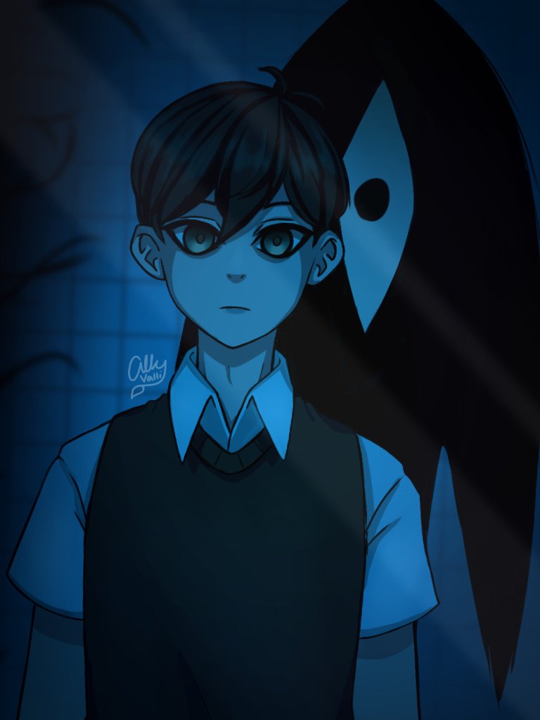 AllyVallii's tweet photo. Decided to redraw that bathroom scene #OMORI #OMORIFANART #omorisunny https://t.co/xCnxkSerE2