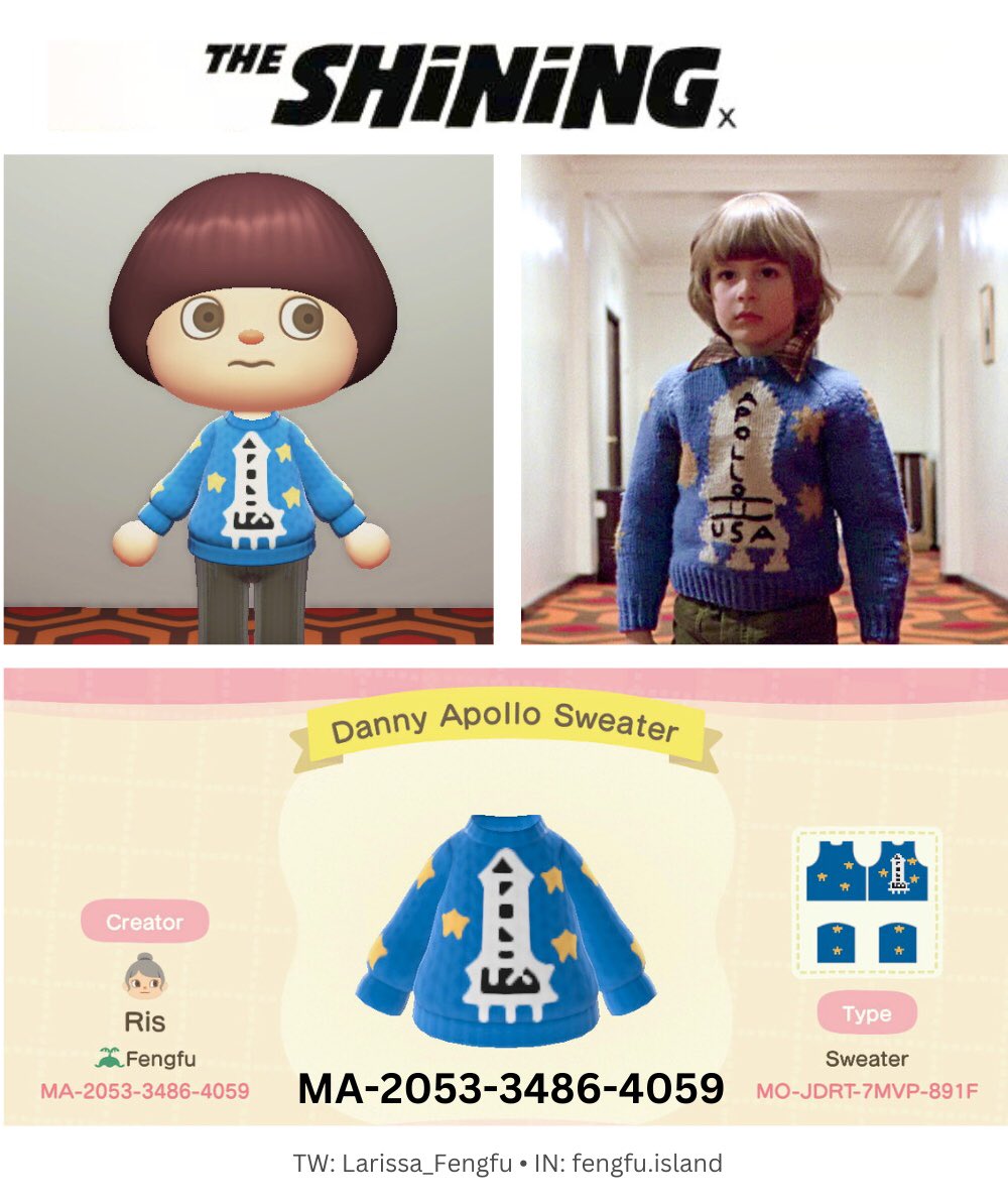Danny had a rough time in #TheShining but he sure had some groovy sweaters. 🚀 #ACNH #ACNHdesign #AnimalCrossing