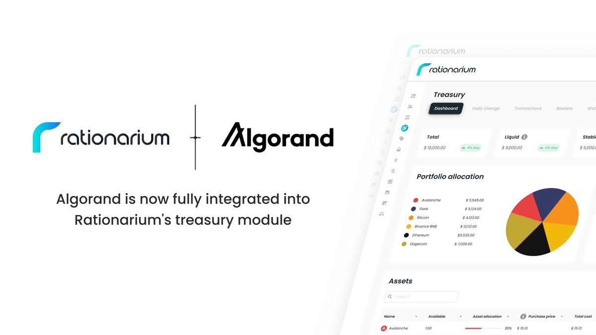 <a href="/rationarium/">Rationarium</a> has now fully integrated <a href="/Algorand/">Algorand</a> into it's treasury module #Web3 #Algorand