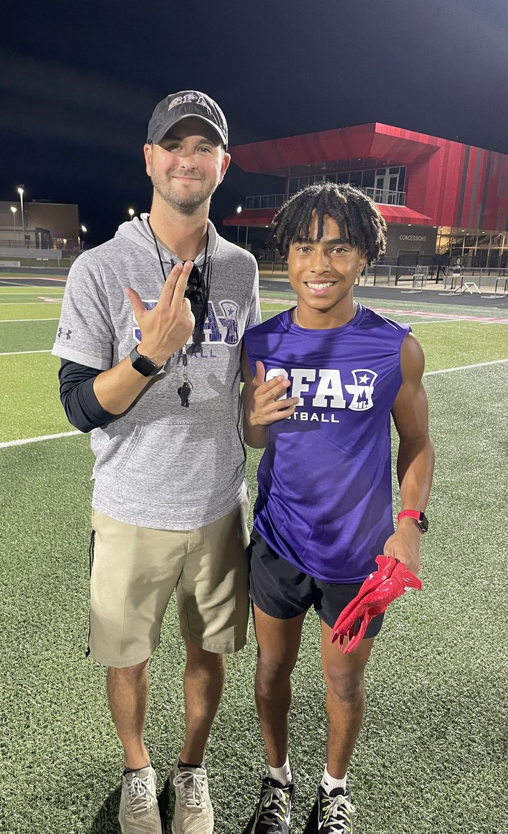 Had a great time competing lastnight at the <a href="/SFA_Football/">Lumberjack Football</a> camp!  Thanks to all the coaching staff <a href="/coachkbleil/">Kevin Bleil</a> #AxeEm #CampWithTheChamps <a href="/coach_Tgrant/">Terrance Grant</a> <a href="/CoachAntoine/">Ron Antoine, M.Ed</a> <a href="/stevehoffman74/">Steve Hoffman</a> <a href="/BudaJagsFB/">BudaJagsFootball</a> <a href="/CoachCarlin/">Sam Carlin</a> <a href="/CoachRobinson_/">De'Von Robinson</a>