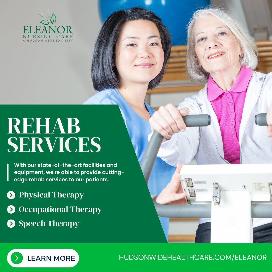At Eleanor, we pride ourselves on offering top-notch rehab services that push the boundaries of innovation. We create an environment where healing becomes an extraordinary journey. 

#PioneeringRehabilitation #EmpoweringRecovery