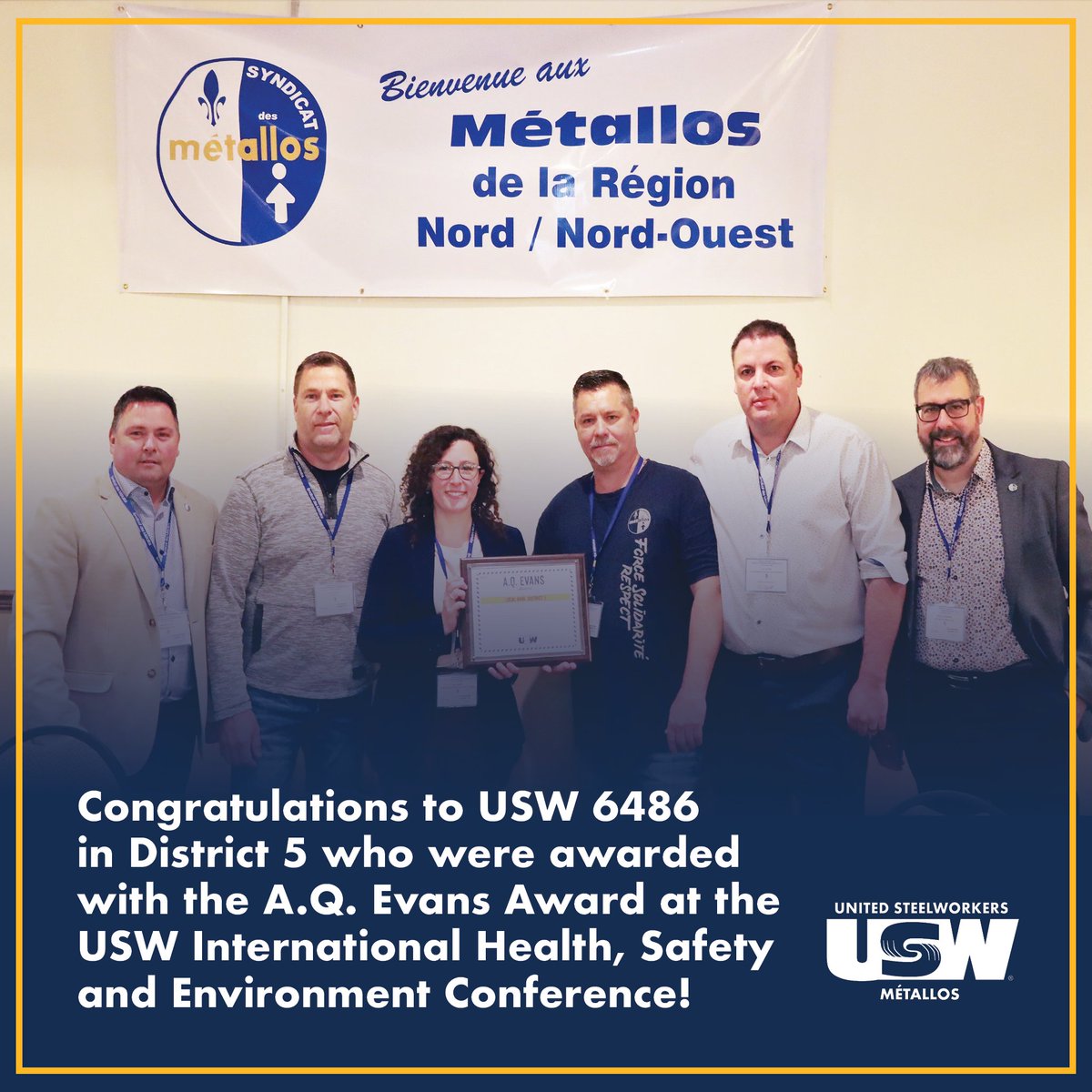 Congratulations to USW 6486 in District 5! 🎉 The A.Q. Evans Award is given to local unions for outstanding accomplishments in occupational safety and health. (1/4) #CanLab #CdnPoli #USW