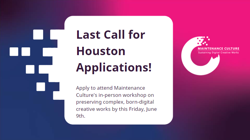 myriad_cxns's tweet image. If you&apos;re in the Houston area, come connect and learn with us on June 21 &amp;amp; 22 at the Menil Collection. Let&apos;s work to preserve new media works together! 

We have space for a few more. Apply via: myriadconsultants.org/maintenance-cu…

It&apos;s easy to apply and our workshops are always free.