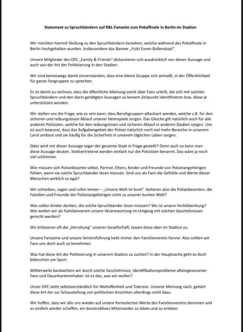 Unser Statement zu den Spruchbändern beim Pokalfinale zwischen RB Leipzig und Eintracht Frankfurt. 
#unserballistbunt #Pokalfinale #RBLeipzig #RBL