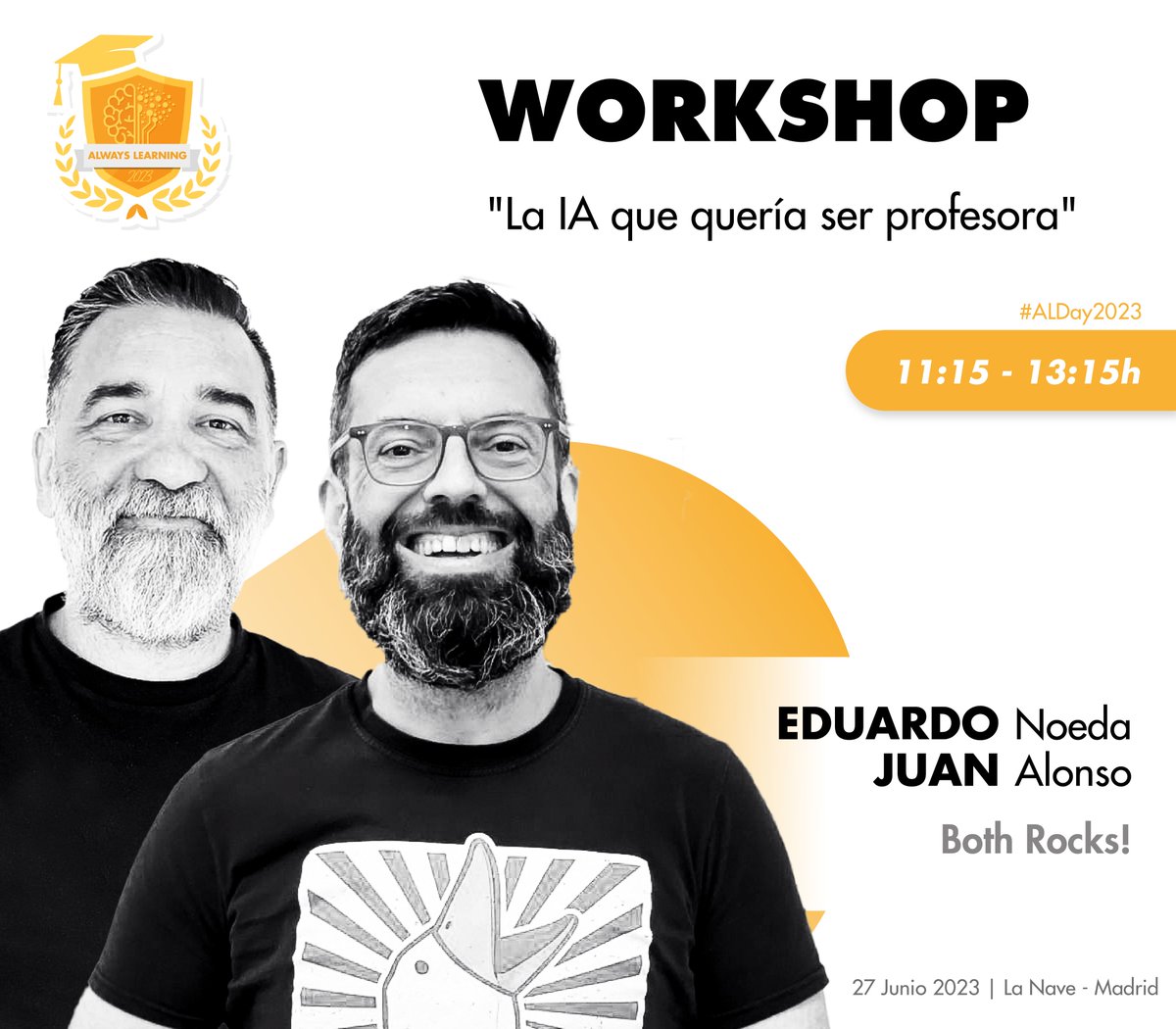 netmind_es's tweet photo. 🛠 Workshop #ALDAY2023 | “La IA que quería ser profesora”
@kokuma y @duka co-fundadores de @bothrocks dirigirán un taller con ejercicios alocados de #ChatGPT
📅 27 de junio
⌚11:15 – 13:15h
📍La Nave, Madrid
¡Apuntate al taller y consigue tus entradas! 👉 https://t.co/LopkSZY0ML https://t.co/H9CTEVSC0I