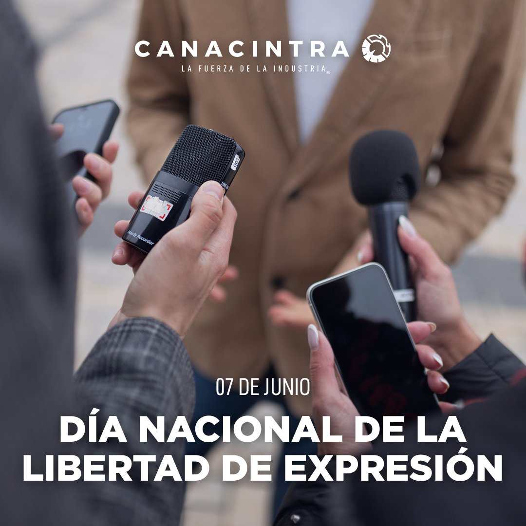 CANACINTRAMex's tweet photo. 📢 En el Día Nacional de la Libertad de Expresión reconocemos la importancia que este derecho tiene para construir un mejor país, así como a quienes lo ejercen y promueven con el fin de lograr una sociedad justa y libre. https://t.co/S1HYSkbXZ0