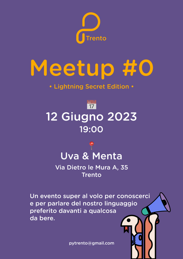 PyTrento's tweet image. 📣 UDITE UDITE 📣
A grande sorpresa il primo evento!
• #0 Lightning Secret Edition •
Per rompere il ghiaccio e per provare a vedere chi c'é facciamo un primo evento molto easy. No posti prenotati, é molto informale. Se saremo in tanti ci aggiusteremo.
Spargete la voce! 😉