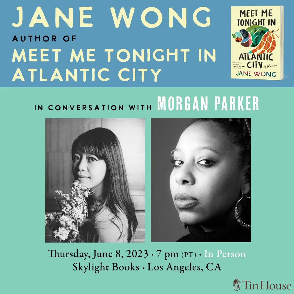 ⚡ Tomorrow!⚡ Join @poetjanewong author of ⚡ Meet Me Tonight in Atlantic City in conversation w/ @morganapple ! @skylightbooks / 7pm PT ⚡ More info: buff.ly/3qoXRDX