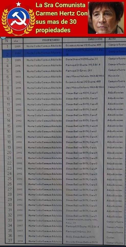 -Carmen Hertz tiene 37 propiedades disponibles para tomas.