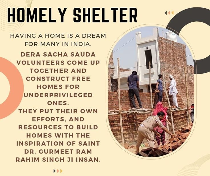 #HomelyShelter is the initiative under which DSS volunteers build homes free of cost and give them to people who live in the open in this bitter cold.
This #AashiyanaMuhim is started by pious Saint Dr Gurmeet Ram Rahim Singh Ji Insan for the welfare of society